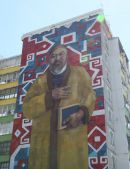 Мурал на стене девятиэтажного дома в Костанае (Костанайская область, Казахстан)